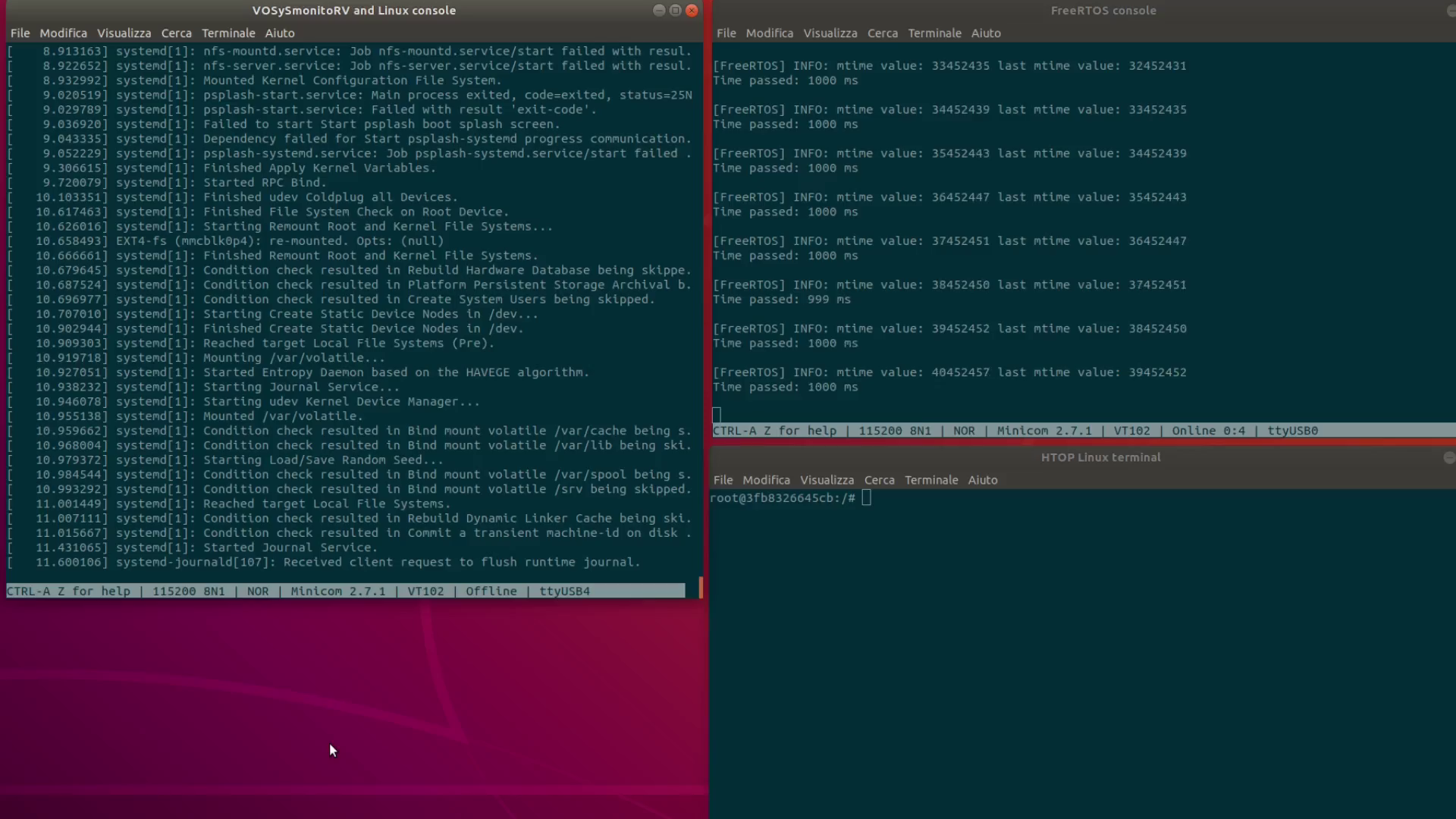 VOSySmonitoRV: Linux and FreeRTOS running on RISC-V the HiFive Unleashed board