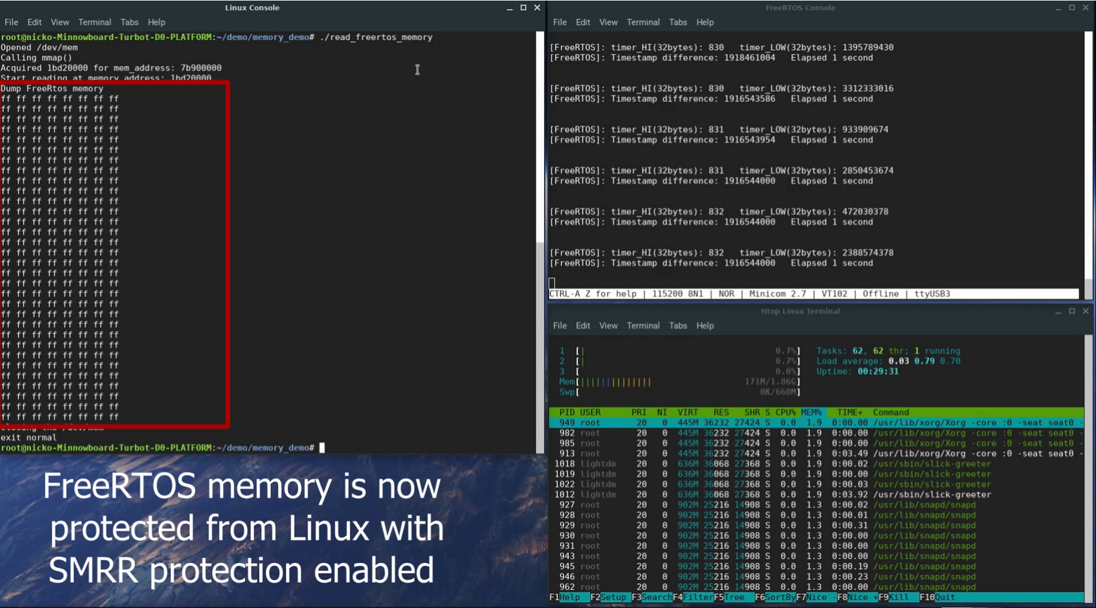 VOSySmonitorX86: Linux et FreeRTOS s'exécutant sur SoC x86