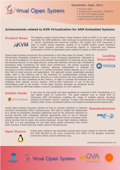 Actualités, communiqués de presse et évènements de Virtual Open Systems sur innovation pour la virtualisation en logiciel libre